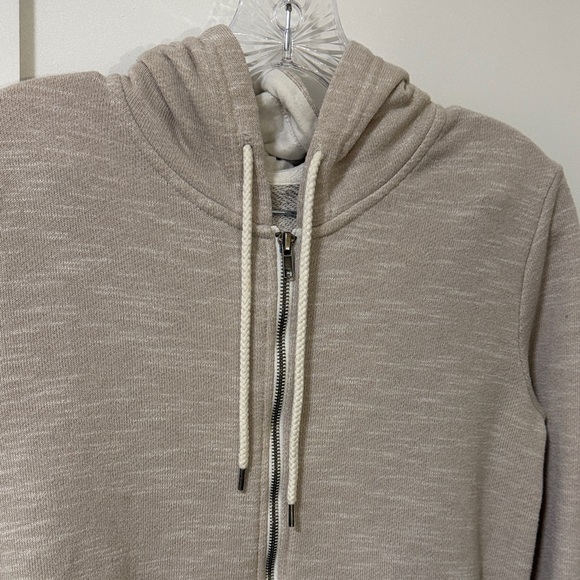 Forever 21 Terry Fleece Lighweight Beige Full Zip Hoodie Size Small - Picture 2 of 10